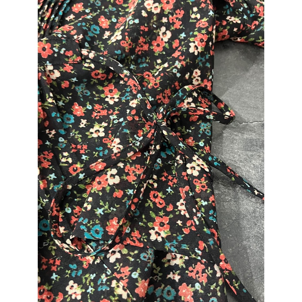 Floral Boho Country Cottagecore Blouse Large American Rag Sheer Romantic - Picture 5 of 7